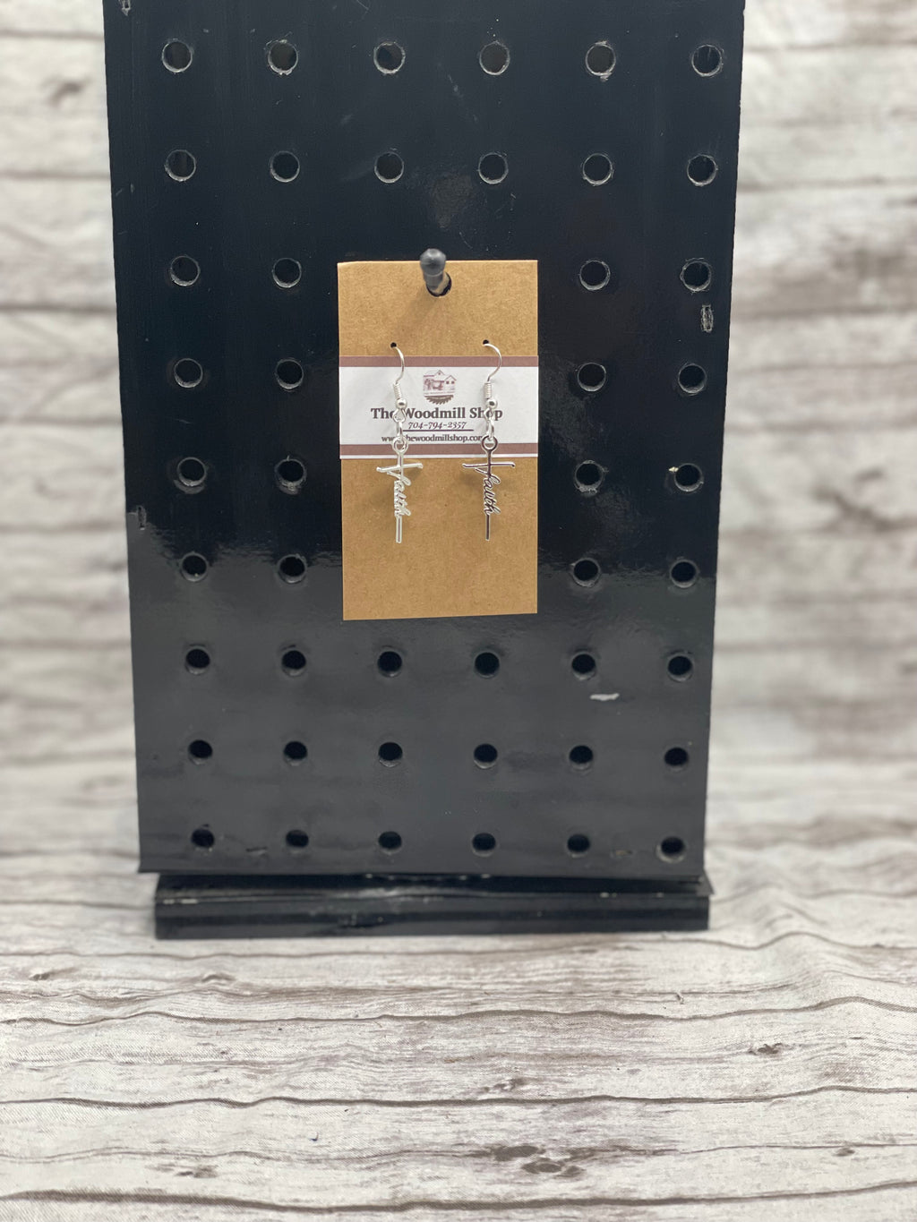 Scripted Faith Cross Earrings